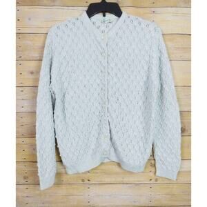 Vintage British Vogue Sweater Large Light Gray Silver Sparkles Popcorn Granny